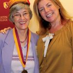 Elaine Mangelsdorf Hull sported her freshman beanie as President Marjorie Hass presented her with her Golden ’Roo medallion.