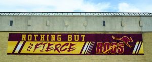 New banner on exterior of Mason Complex